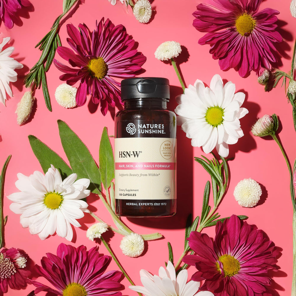 Nature's Sunshine HSN-W capsules closeup for daily use.