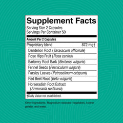 Nature's Sunshine LIV-J dandelion root highlight for liver comfort.