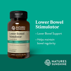 Nature's Sunshine Lower Bowel Stimulator label with serving size information.