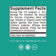 Label of Nature's Sunshine Lymphatic Drainage Drops highlights natural ingredients