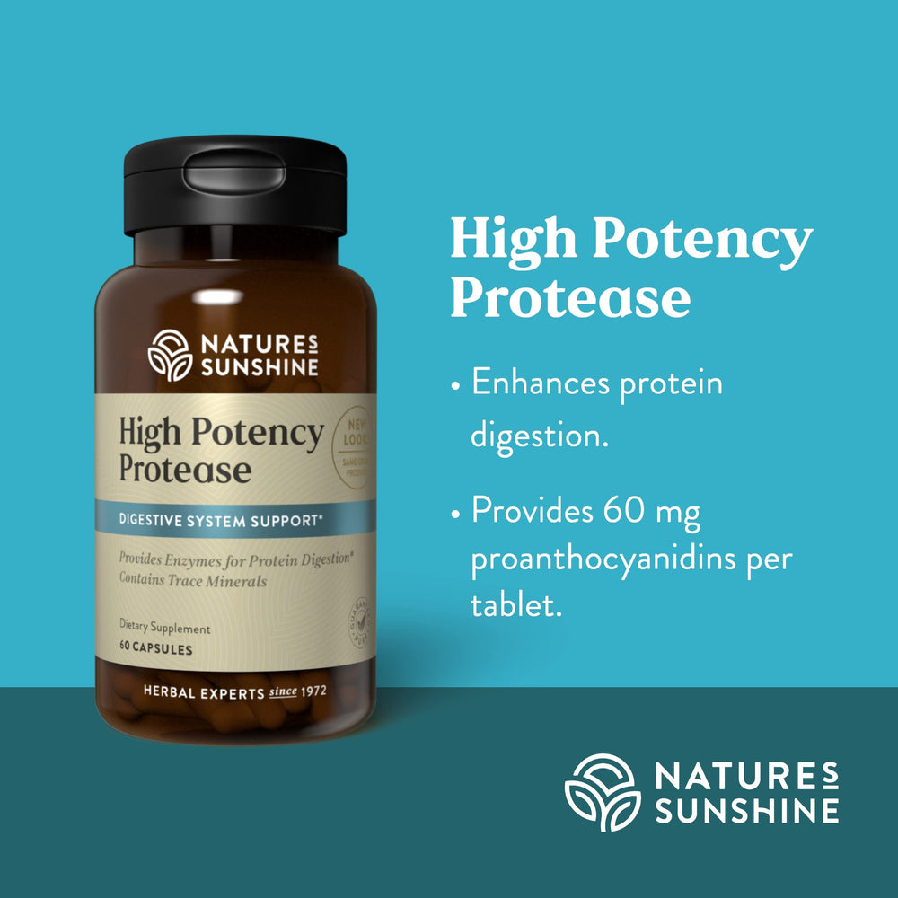Nature's Sunshine Protease 60 capsules label-detail with beet root fiber and minerals