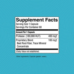 Nature's Sunshine Protease 60 capsules packaging emphasizing heritage and quality