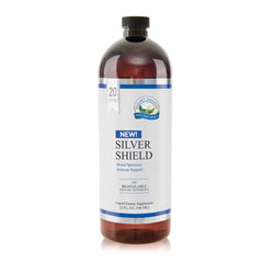 Nature's Sunshine Silver Shield Liquid bottle pour for easy three-times-daily dosing