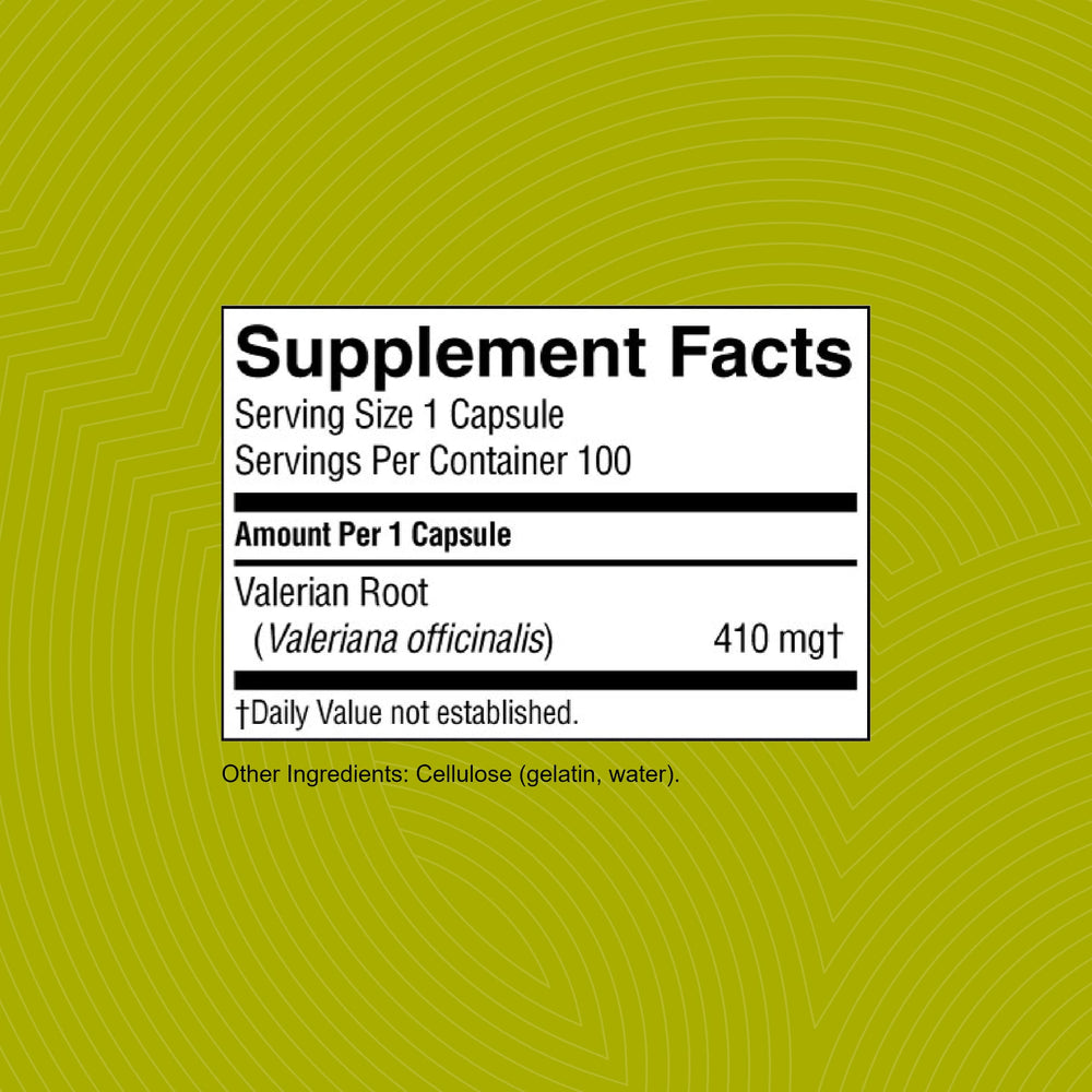 Nature's Sunshine Valerian Root plant visual highlights the natural root origin for gentle herbal use.