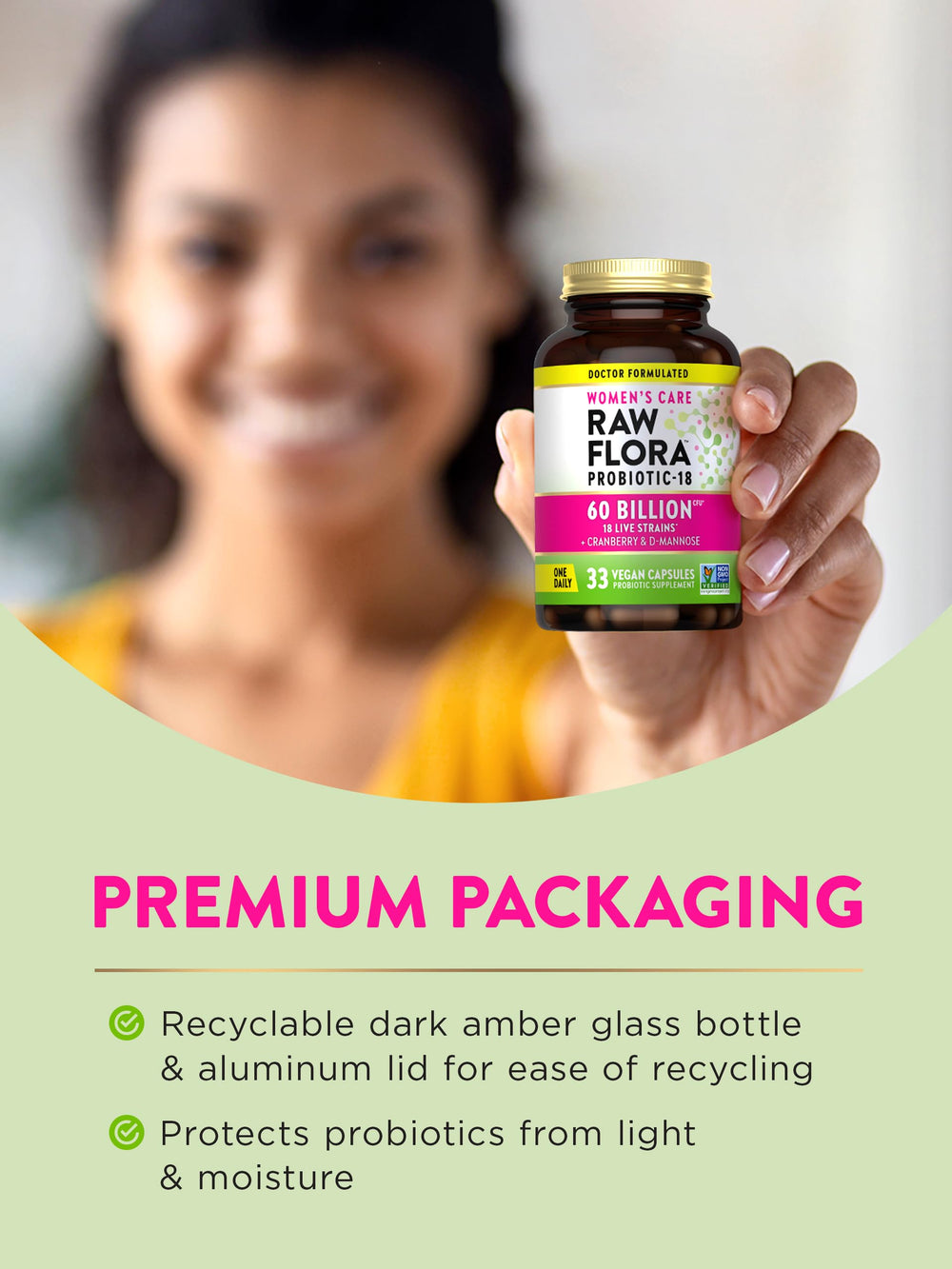 Nature's Truth Raw Flora US-made seal on bottle