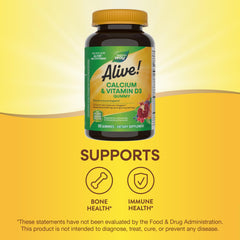 Nature's Way Alive calcium gummies flavors Strawberry and Raspberry-Lemonade for daily appeal.