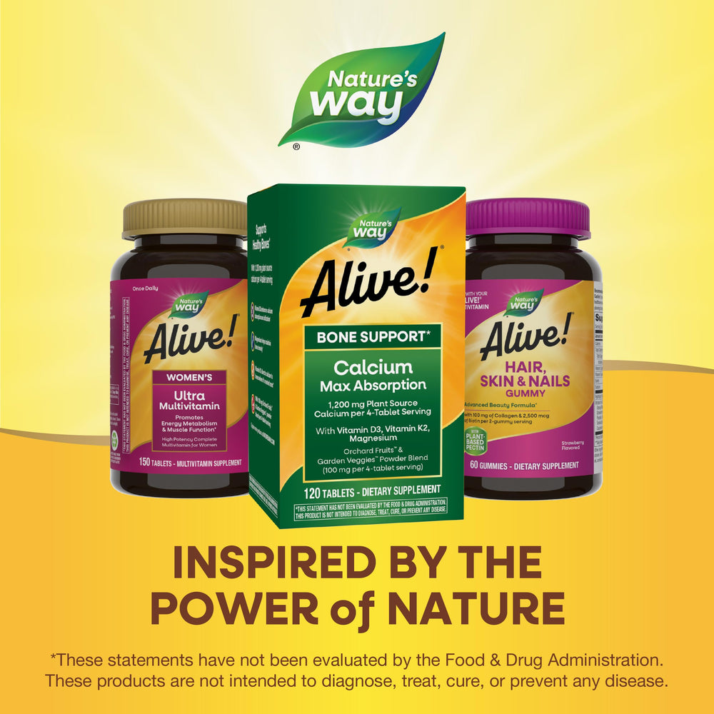 Nature's Way Alive Calcium vegetarian formula, suitable for plant-based diets