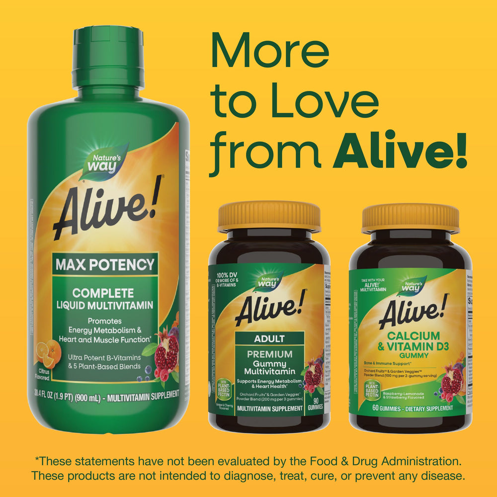 Nature's Way Alive dairy-free multivitamin packaging suitable for dairy-free diets