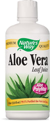 Nature's Way Aloe Vera Whole Leaf Juice bottle pour for daily hydration and refreshing taste