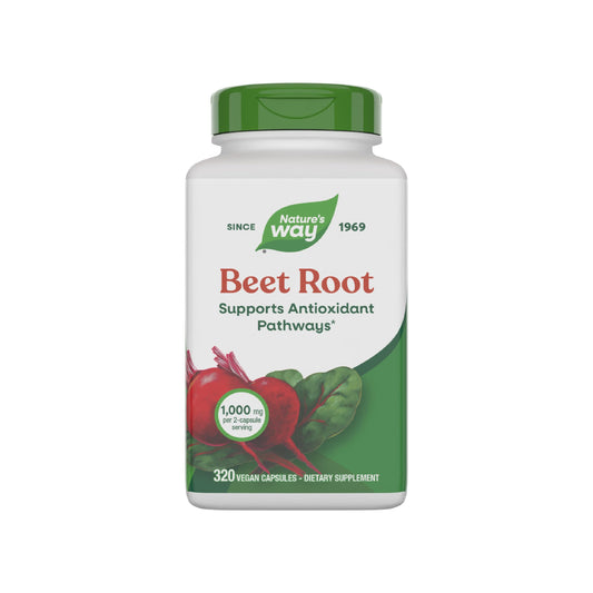 Nature's Way Beet Root bottle front showing 320 vegan capsules for daily antioxidant support