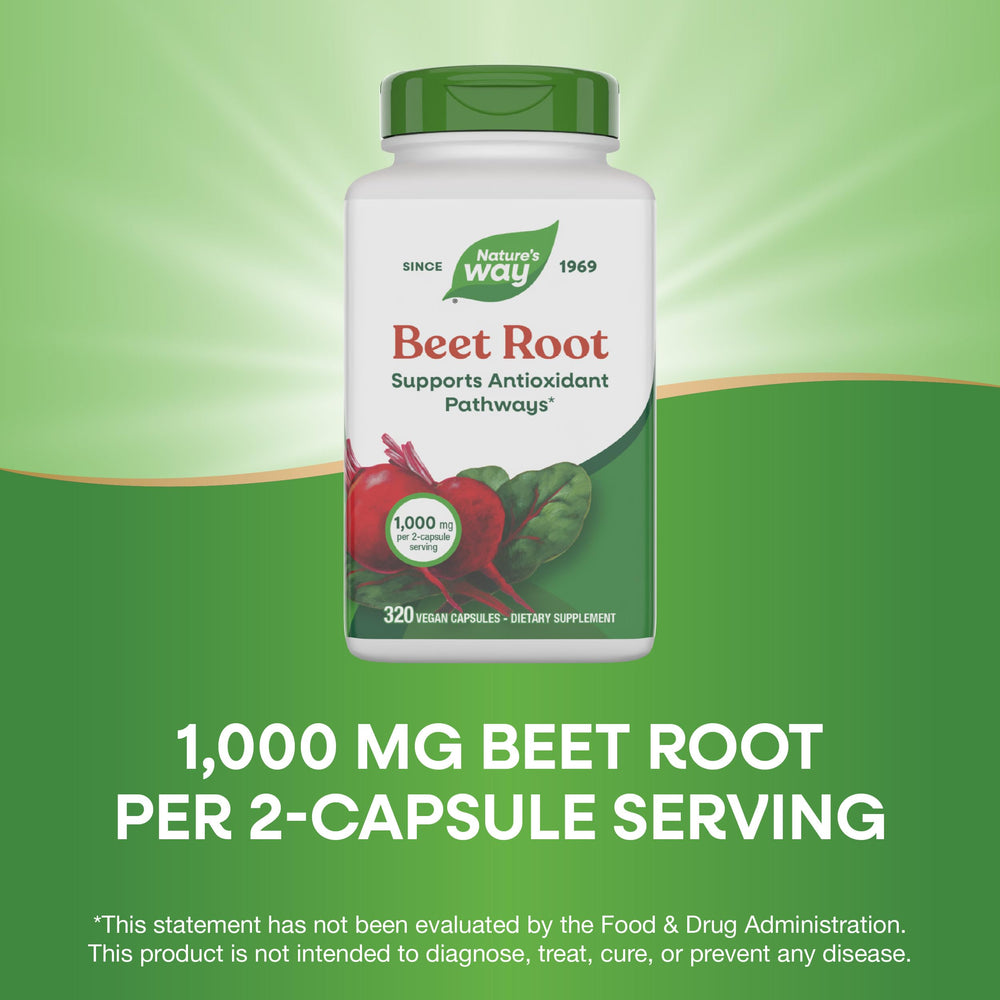 Nature's Way Beet Root capsules in hand for daily wellness routine