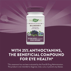 Nature's Way Bilberry capsules promote connective tissue health around eye areas.