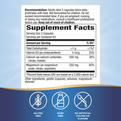 Nature's Way Calcium Magnesium D3 Complex label showcases gluten-free formula