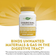 Nature's Way charcoal bottle with label for a simple daily routine