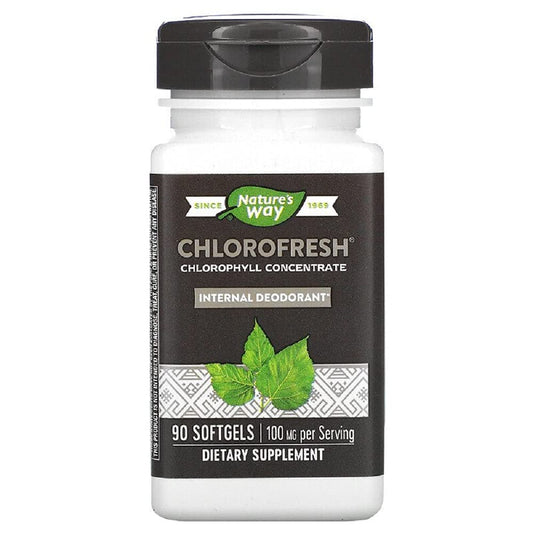 Nature's Way Chlorofresh bottle with 90 softgels in a 4-pack for daily use