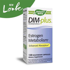 Nature's Way Dim-Plus label close-up showing BR-DIM complex and enhanced absorption