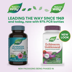 Nature's Way Echinacea Goldenseal bottle side view showing capsule count for daily use.