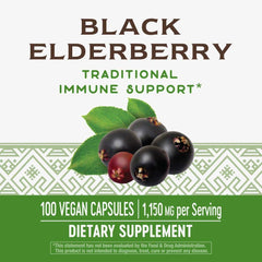 Nature's Way Elderberry bottle label clearly lists 575 mg per capsule.
