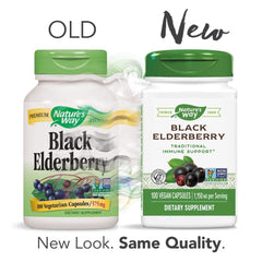 Nature's Way Elderberry capsules in hand suggest everyday wellness routine.