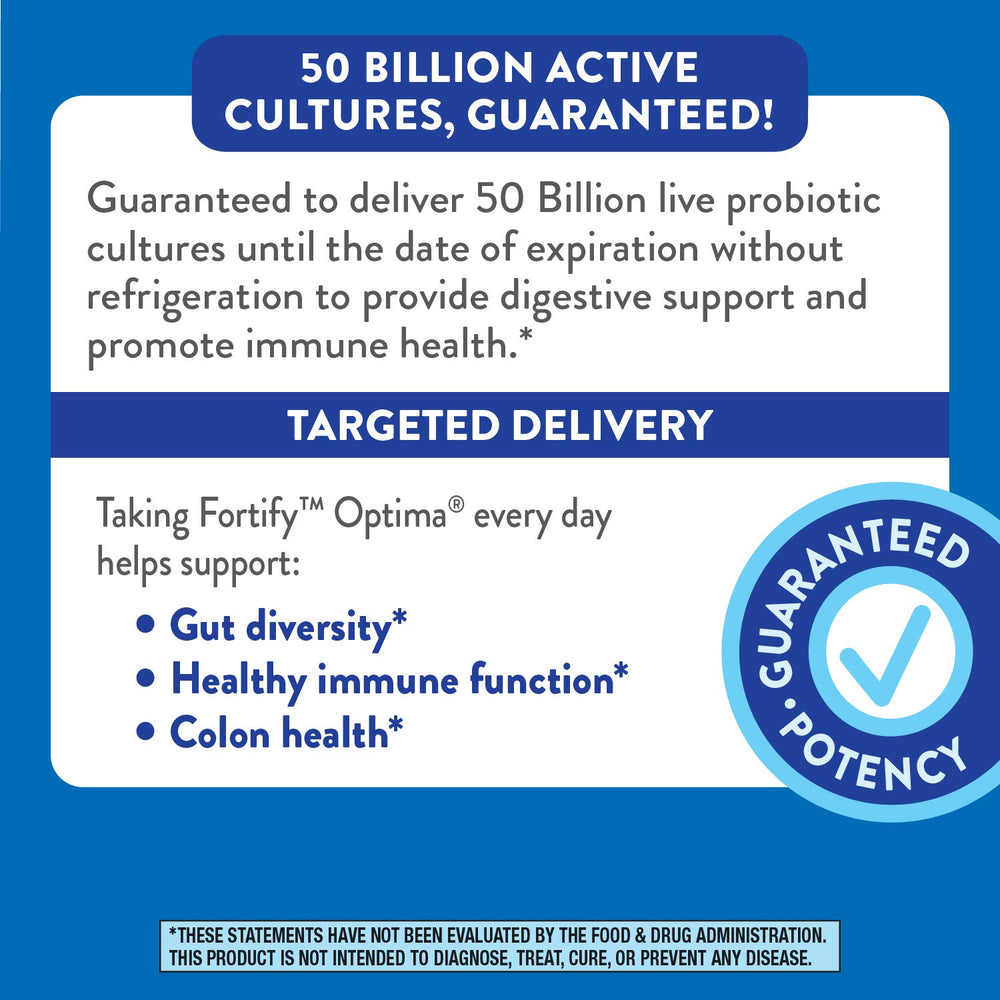 Gluten-free Nature's Way Fortify Optima probiotic label for gut-friendly options.