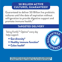 Gluten-free Nature's Way Fortify Optima probiotic label for gut-friendly options.