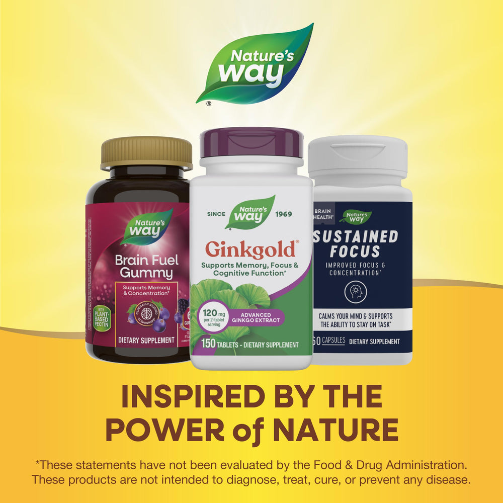 Nature's Way Ginkgold bottle on counter hints daily routine.