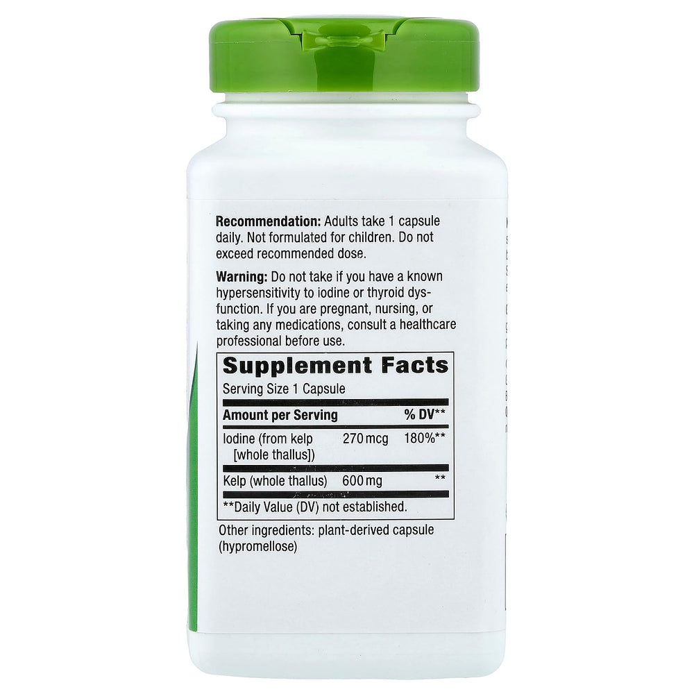 Nature's Way Kelp capsules pack-2 close-up, easy-to-swallow seaweed capsules for daily use