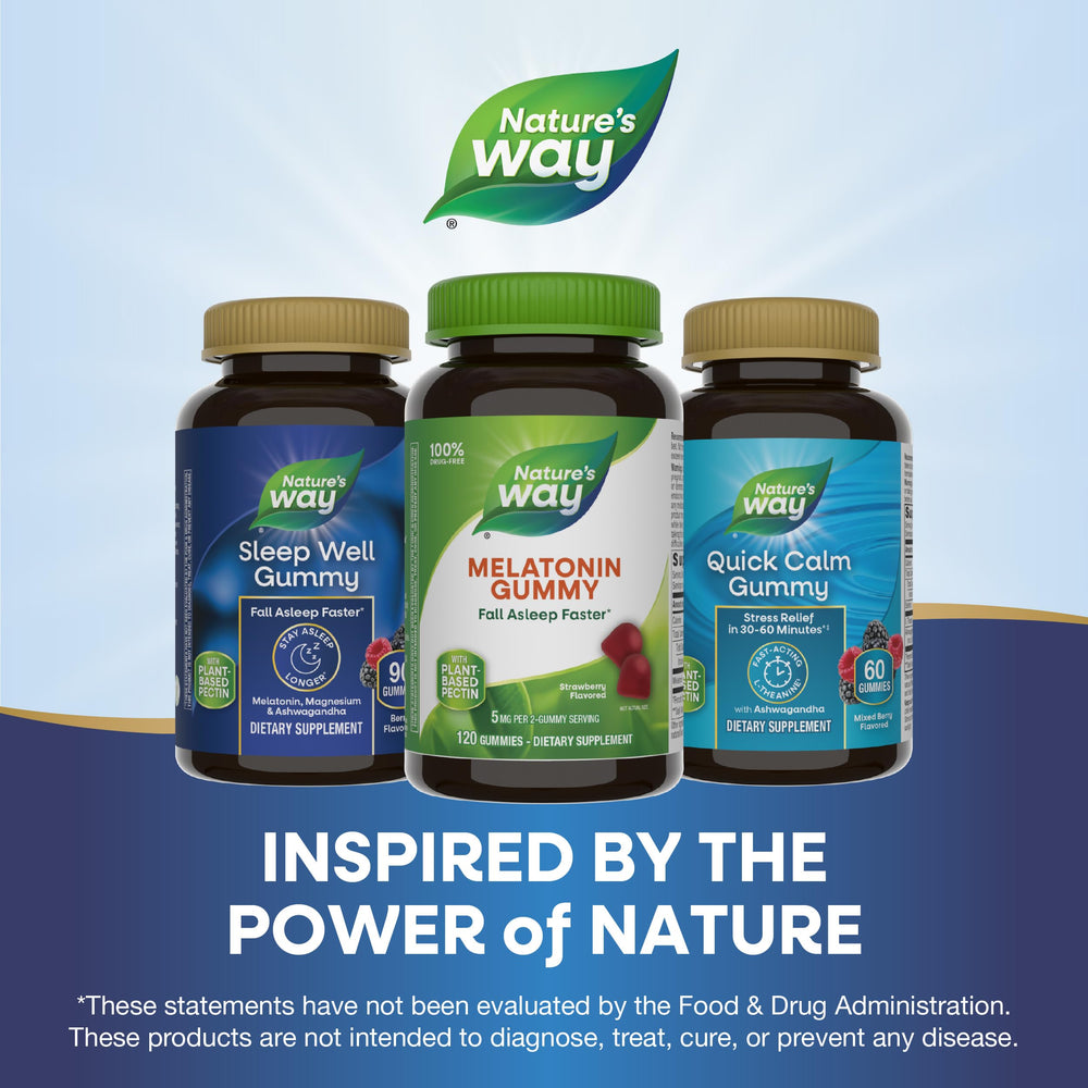 Nature's Way Melatonin Gummies strawberry flavor close up for nightly routine