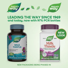 Nature's Way Milk Thistle capsules poured, vegan and gluten-free