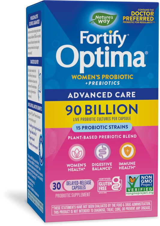 Nature's Way Primadophilus Optima Women's 90 Billion bottle shown for vaginal and urinary health support