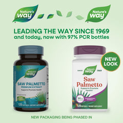 Nature's Way Saw Palmetto label highlights 160 mg standardized extract.