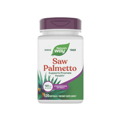 Nature's Way Saw Palmetto softgel bottle for daily prostate support.