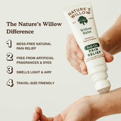 Nature's Willow Roll-On close-up highlighting menthol cooling effect