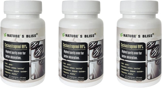 Nature'sbliss Cycloastragenol bottle on display for daily use
