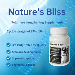 Close-up of Nature'sbliss Cycloastragenol capsule showing purity and potency