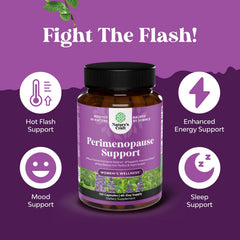 Natures Craft Black Cohosh Capsules close-up focusing on hot flashes comfort.