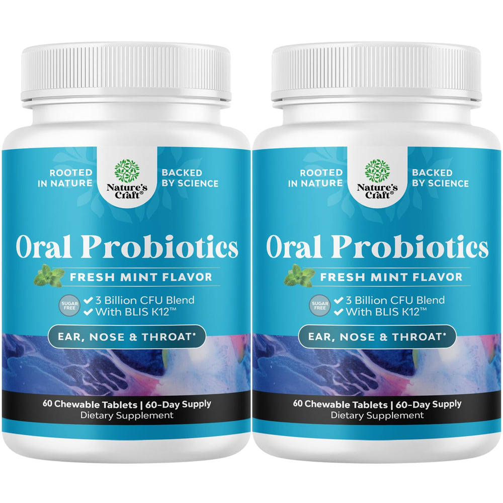Nature's Craft oral probiotics tablet in mint supports fresh breath and gum health.