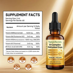 NatureSecrets B-Complex Drops raspberry flavor makes daily supplementation enjoyable.