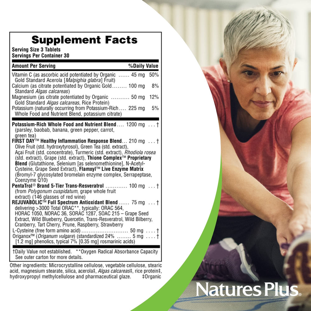 NaturesPlus AgeLoss ingredients parsley-banana-green-tea close-up supports mineral balance.