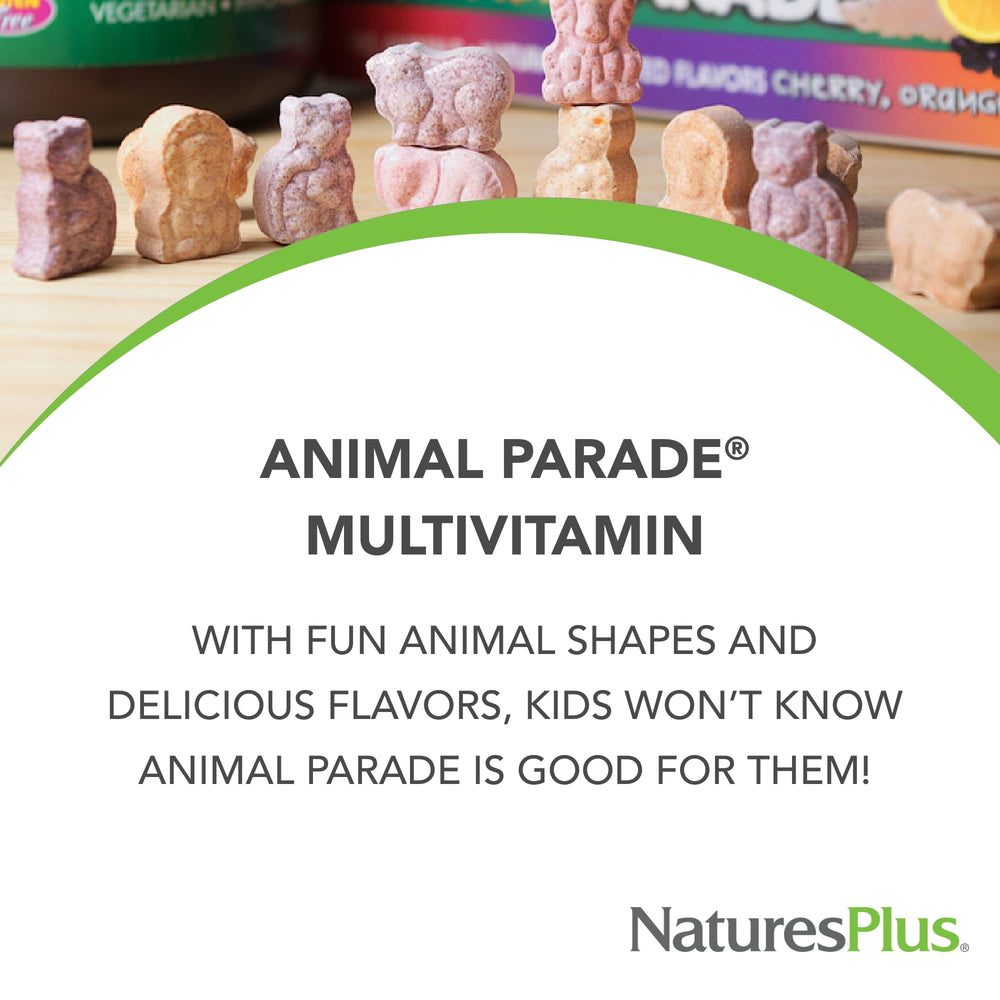 NaturesPlus Animal Parade cherry, orange, and grape flavors provide a tasty natural option