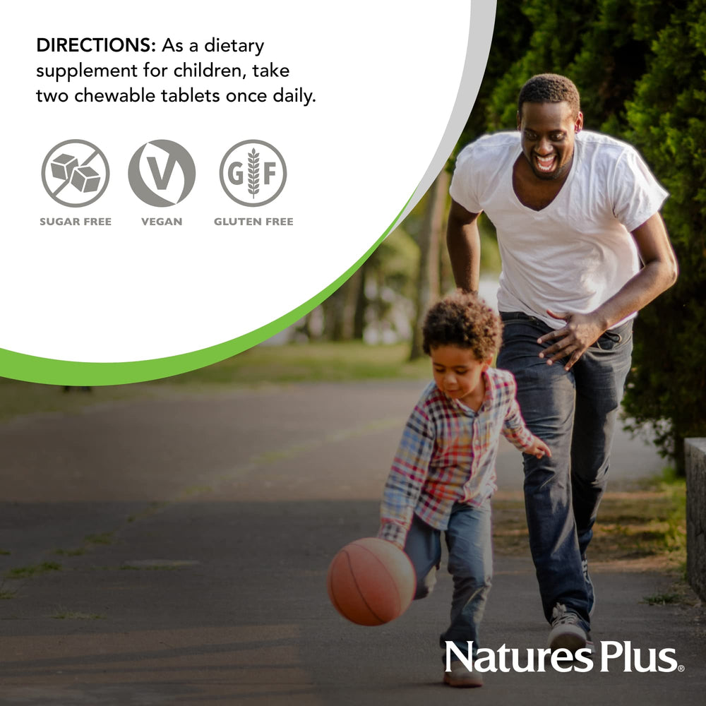 NaturesPlus Animal Parade label highlighting gluten-free, vegan, and hypoallergenic features