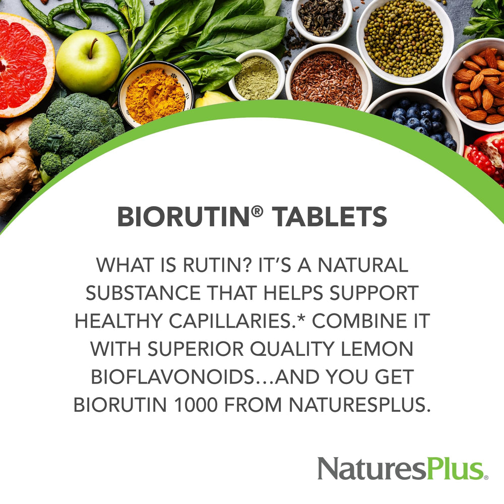 NaturesPlus Biorutin capsules-90-count arranged for daily antioxidant-friendly routine.