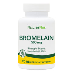 NaturesPlus Bromelain 500 mg bottle with gluten-free, vegetarian tablets.