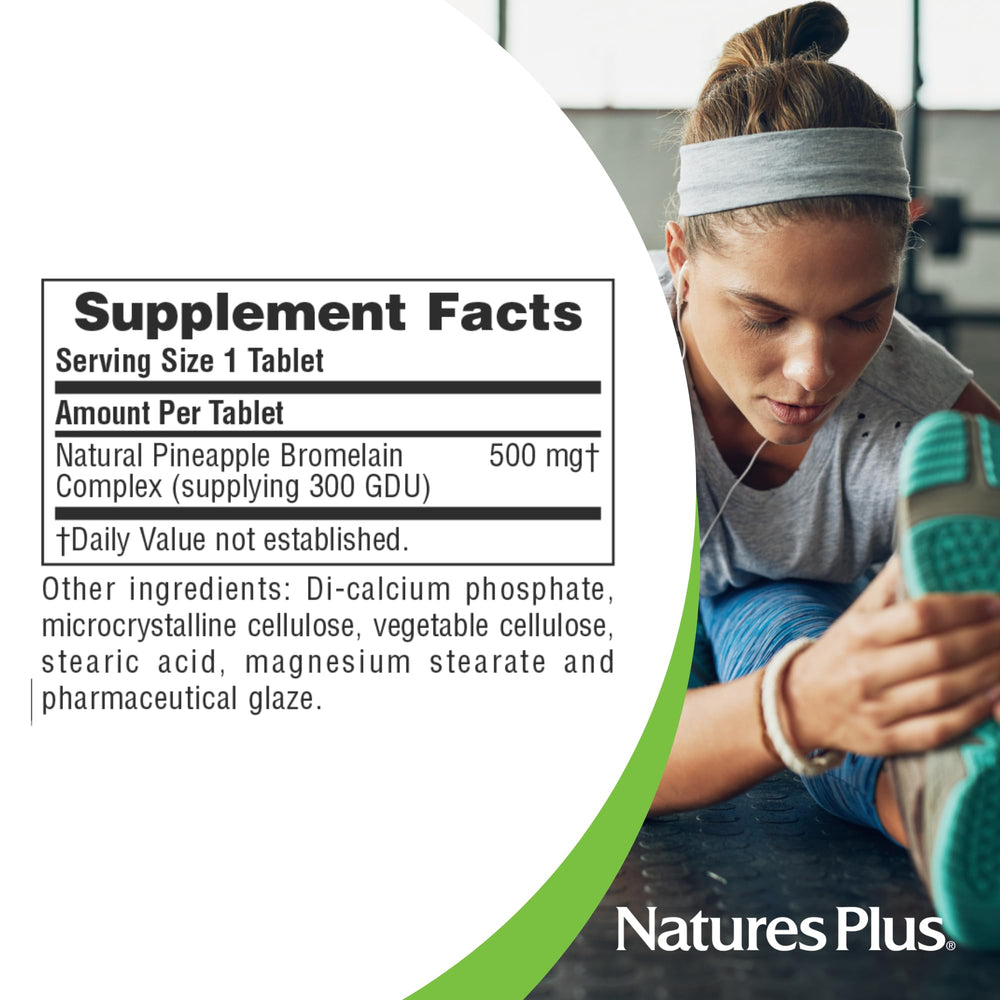 NaturesPlus Bromelain packaging seal emphasizing quality standards.