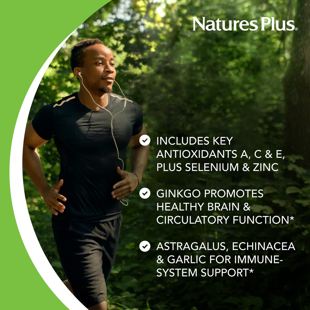 Pills inside the NaturesPlus Commando 2000-60 bottle for daily immune support