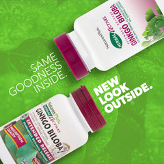 NaturesPlus extended-release Ginkgo Biloba tablet close-up showing texture.