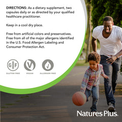 NaturesPlus Hema-Plex Iron ingredients including vitamin C and bioflavonoids aid absorption and synergy.