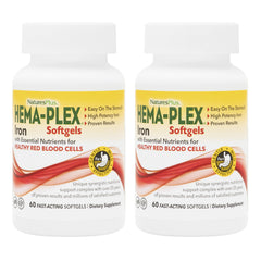 NaturesPlus Hema-Plex Iron softgel bottle front showing the high-potency formula.