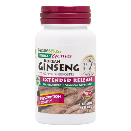 NaturesPlus Herbal Actives Korean Ginseng bottle promotes steady all-day energy.