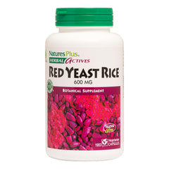 NaturesPlus Herbal Actives Red Yeast Rice bottle with vegan capsules for daily wellness